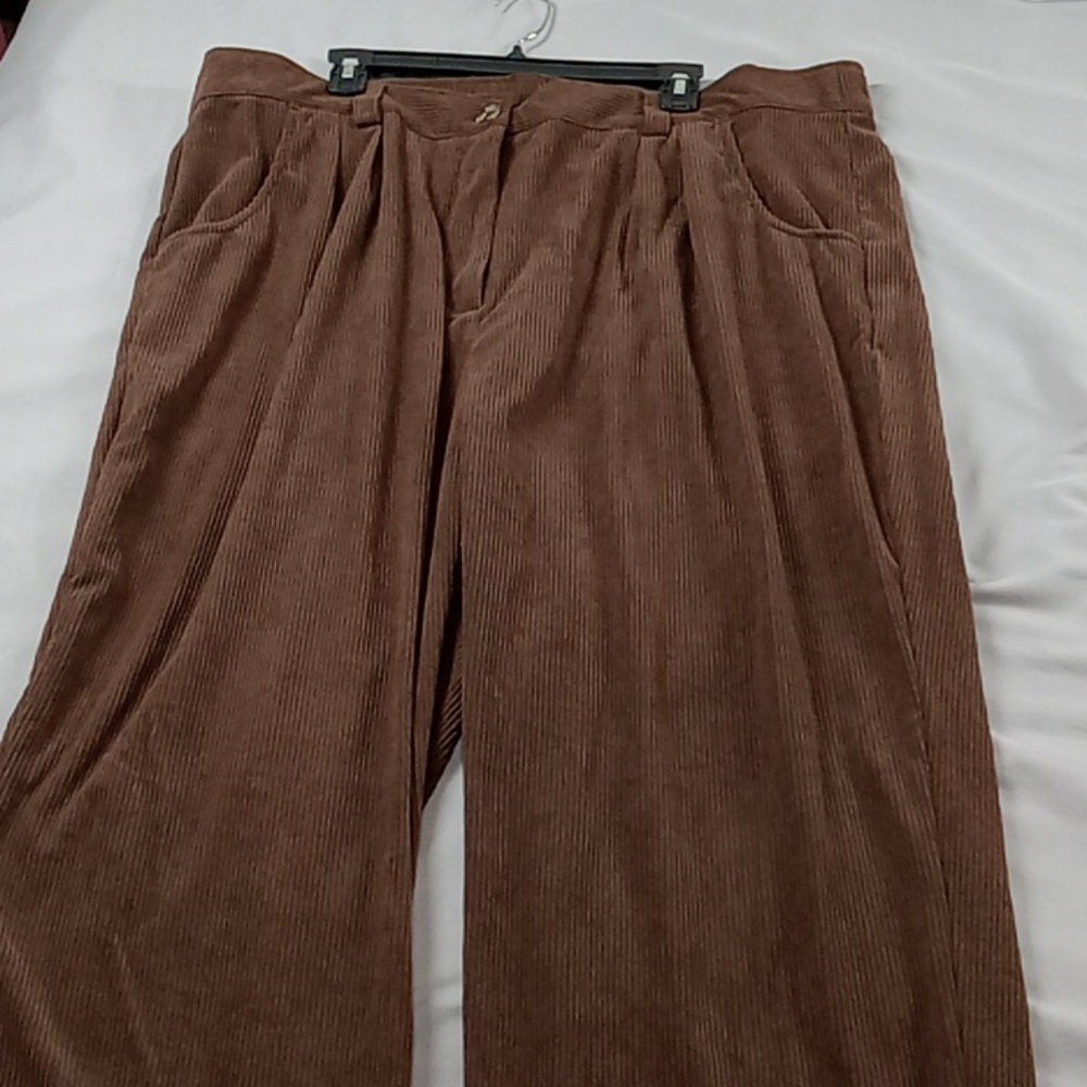 HALARA Women Pants New Casual BROWN Corduroy Every Day MEDIUM - Picture 3 of 8